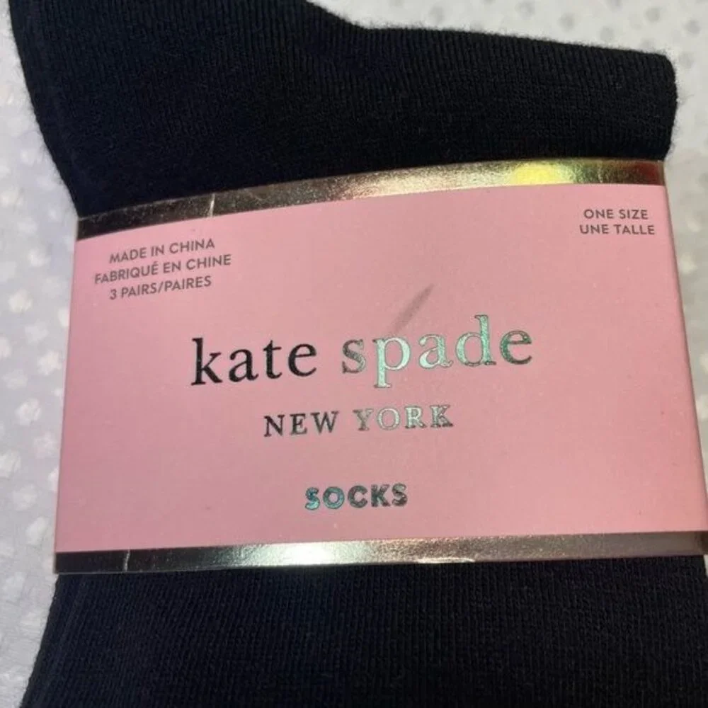KATE SPADE WOMEN'S NEW YORK CREW SOCKS 3-PAIRS ONE SIZE